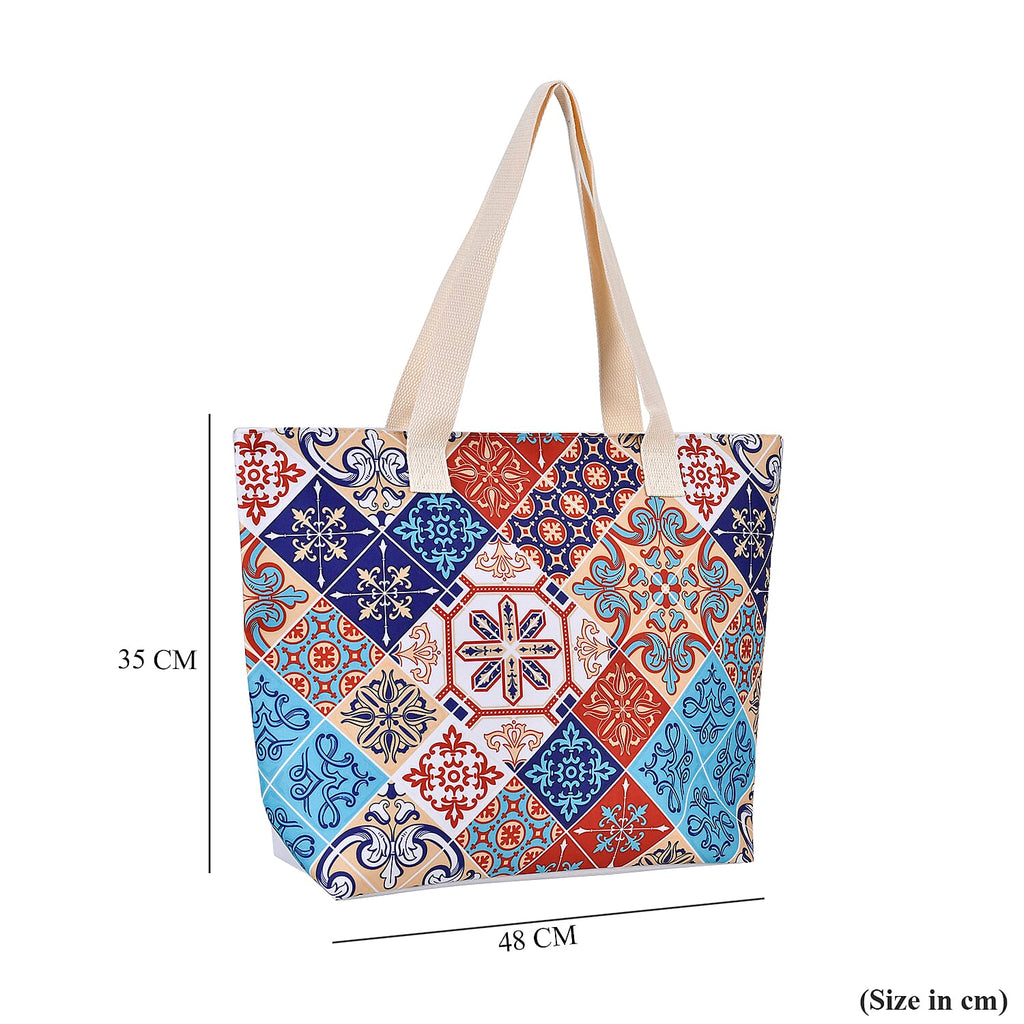 Set of 2 Bohemian Tote Bag with Handle Drop - Multicolor