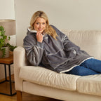 Double Layer Sherpa Lined Heated Hoodie - Grey