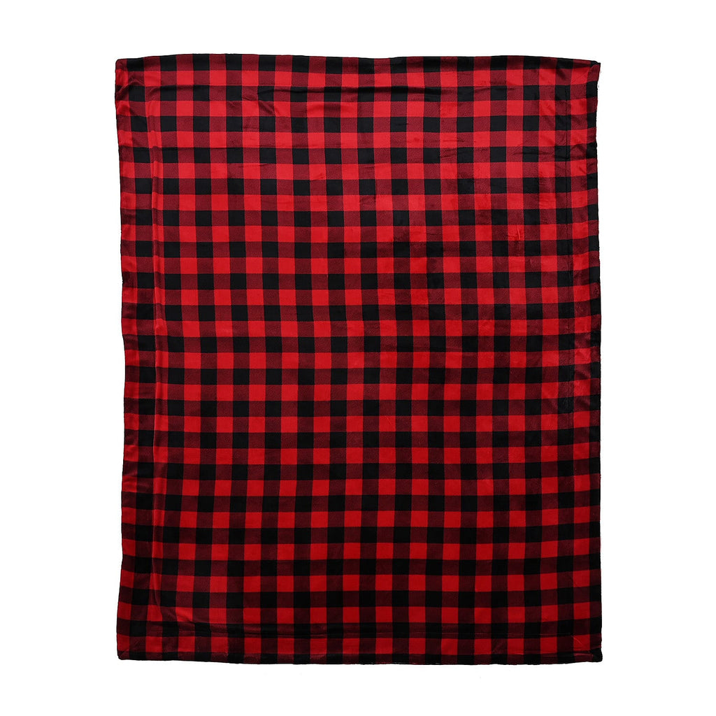 Super Soft Faux Fur Sherpa Double Layer Red Checkered Blanket (Size 150x200cm).