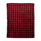 Super Soft Faux Fur Sherpa Double Layer Red Checkered Blanket (Size 150x200cm).