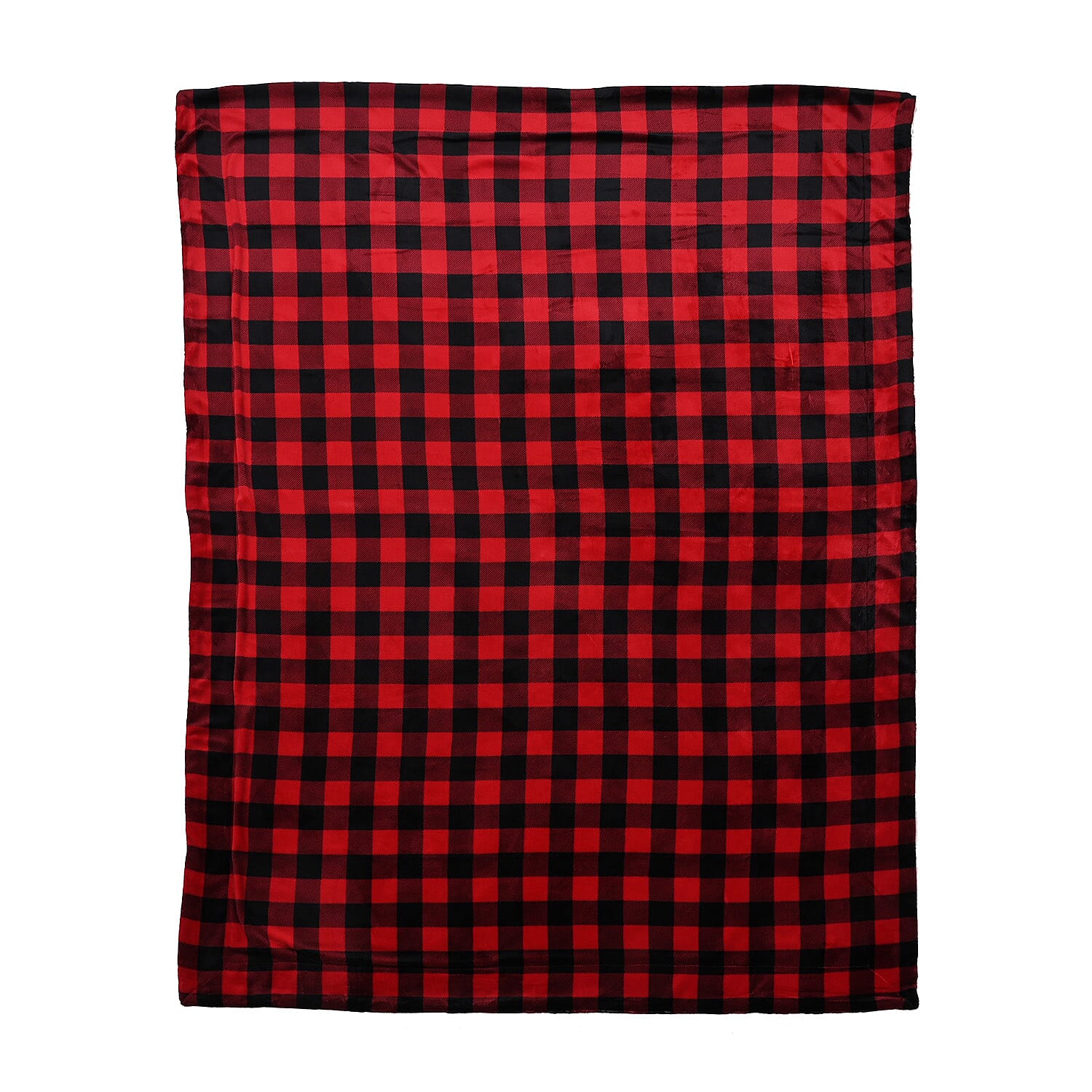 Super Soft Faux Fur Sherpa Double Layer Red Checkered Blanket (Size 150x200cm).