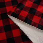 Super Soft Faux Fur Sherpa Double Layer Red Checkered Blanket (Size 150x200cm).