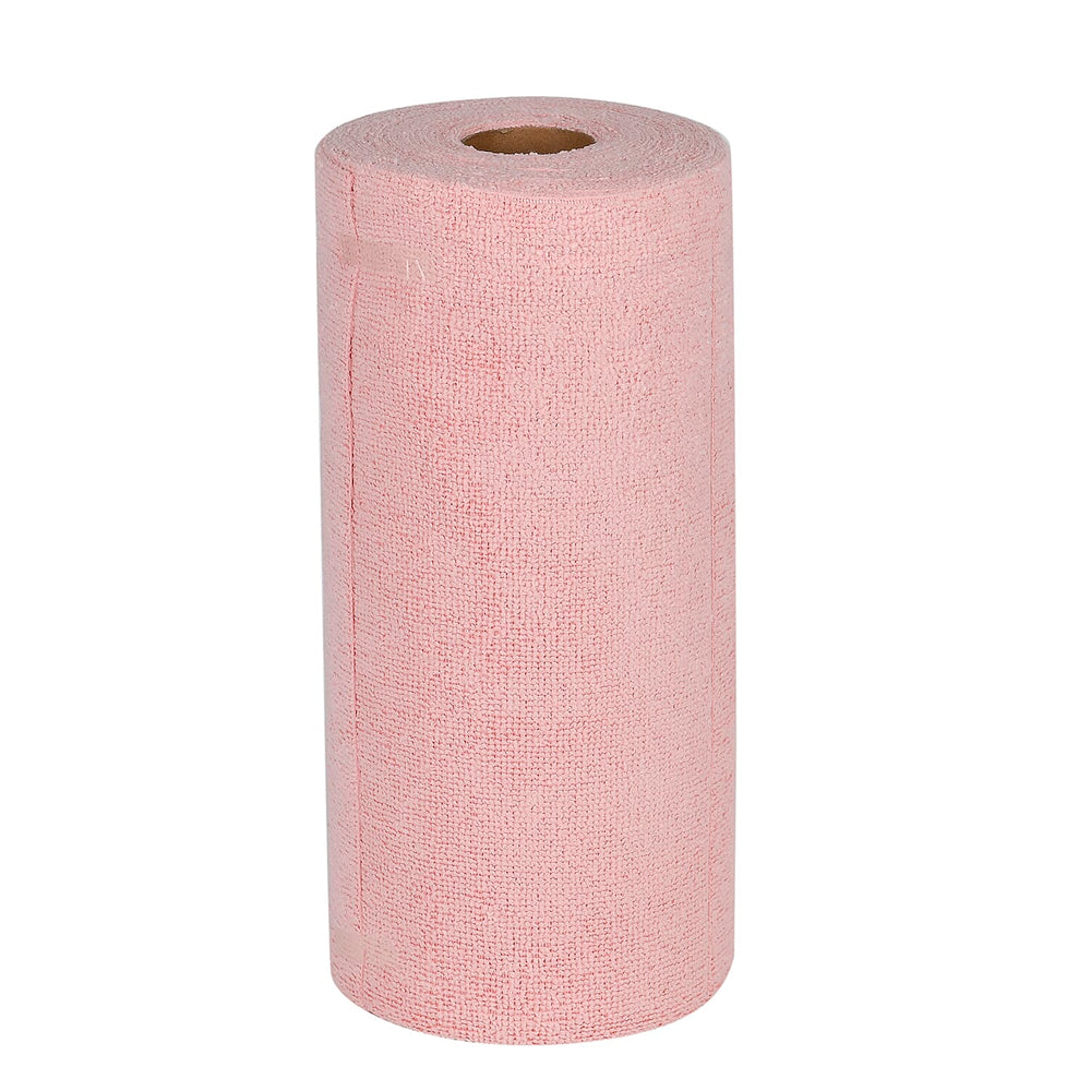 Reusable, Super Absorbent & Lightweight Tear Away Microfiber Towel Roll - Pink 50 Sheets