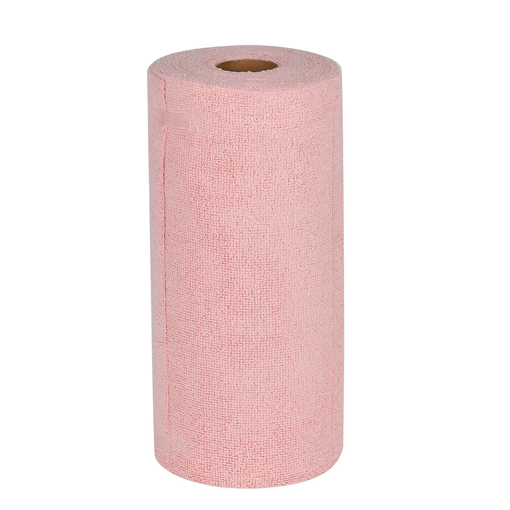 Reusable, Super Absorbent & Lightweight Tear Away Microfiber Towel Roll - Pink 50 Sheets