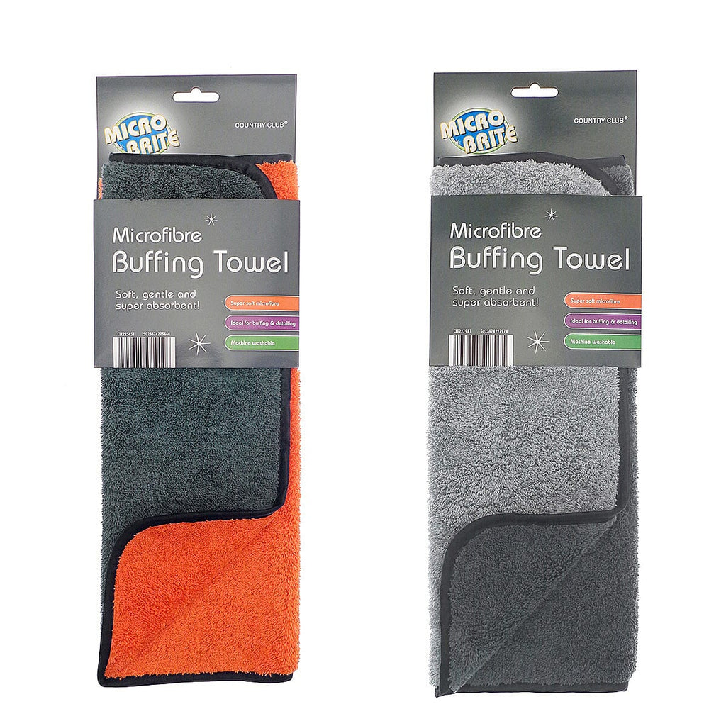 Super Soft Microfibre Buffing Towel - Soft, Gentle and Absorbent, Machine Washable Towel (Size 40x60 cm) - Orange Light Grey