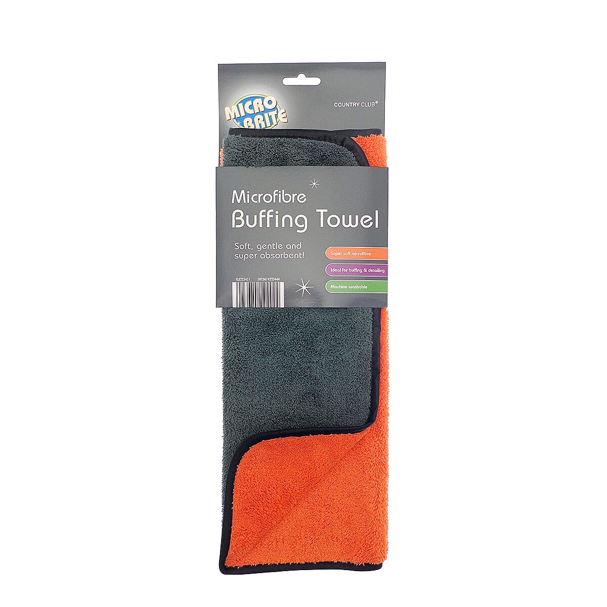 Super Soft Microfibre Buffing Towel - Soft, Gentle and Absorbent, Machine Washable Towel (Size 40x60 cm) - Orange Light Grey