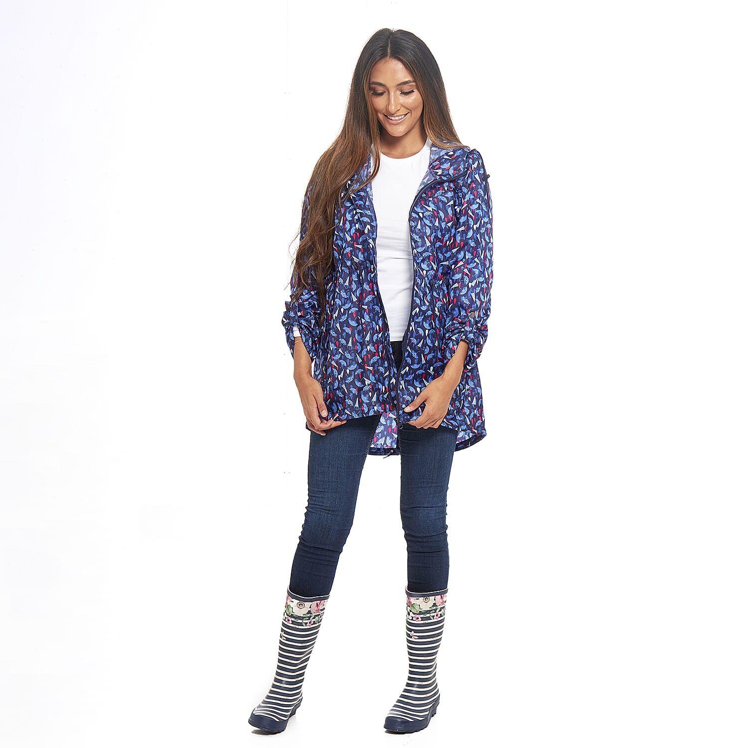EMMA Umbrella Pattern Rain Jacket (Size XL) - Blue
