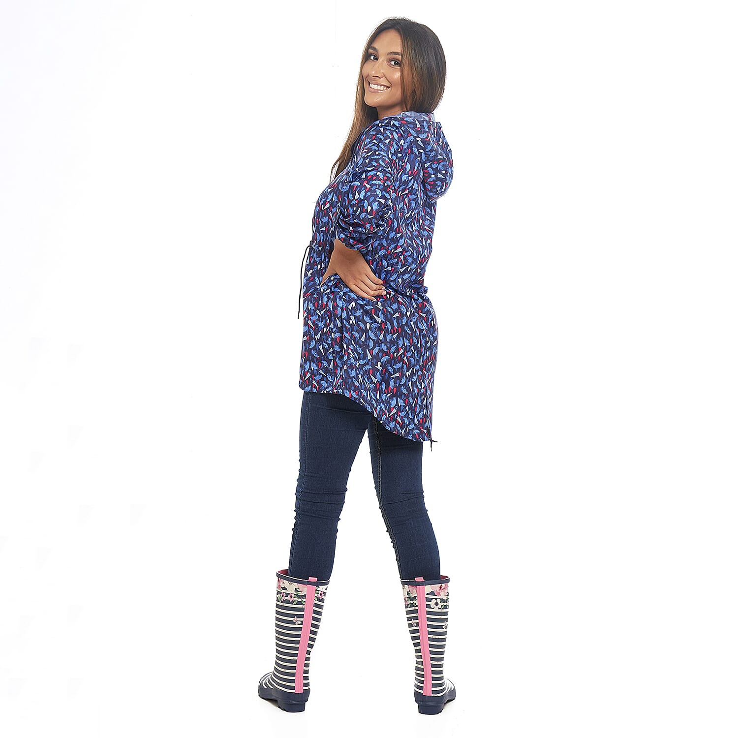 EMMA Umbrella Pattern Rain Jacket (Size XL) - Blue