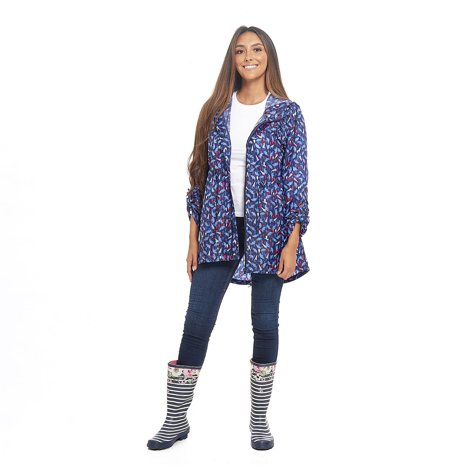 EMMA Umbrella Pattern Rain Jacket (Size XL) - Blue