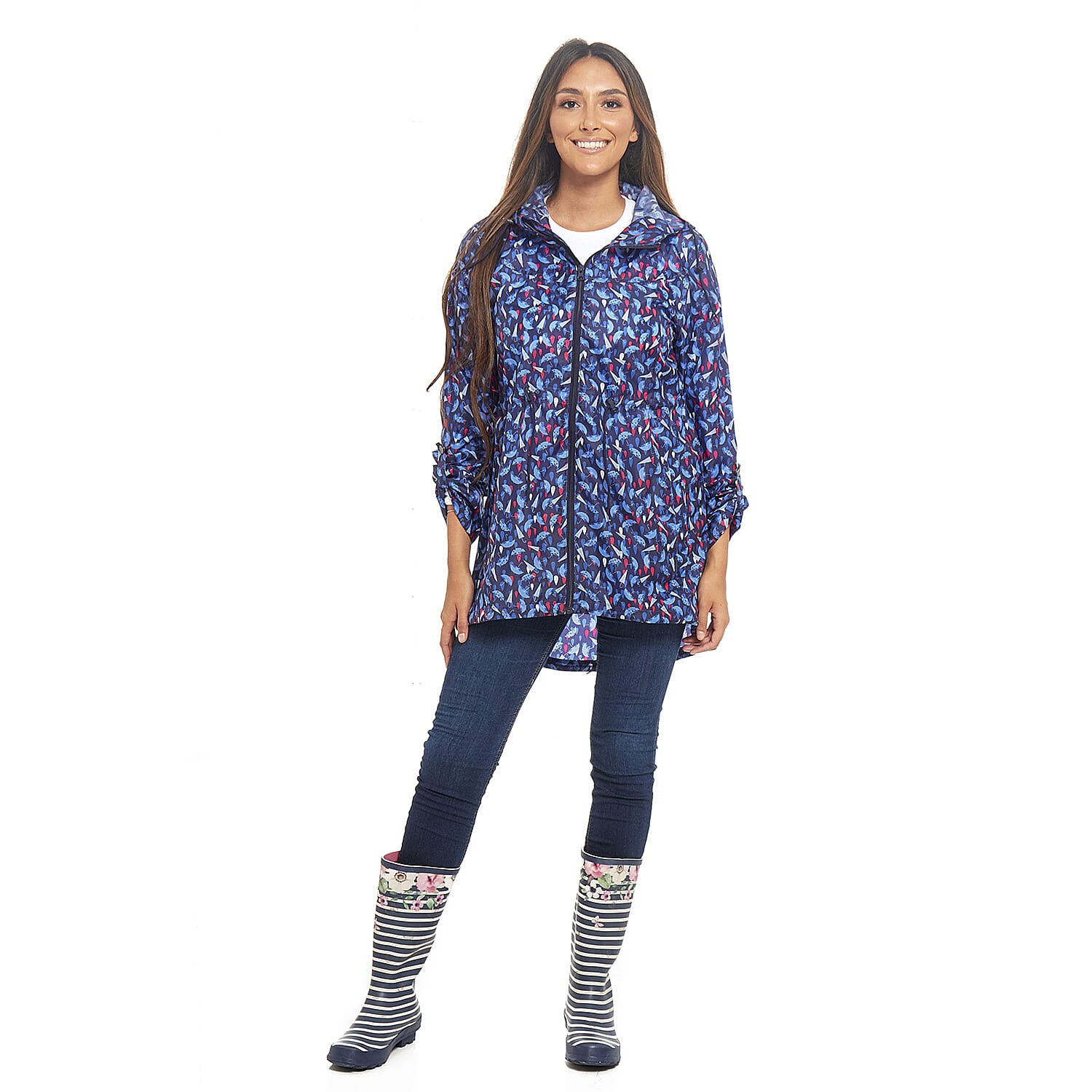 EMMA Umbrella Pattern Rain Jacket (Size S) - Blue