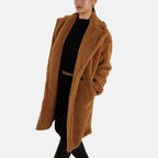Drop Shoulder Oversized Teddy Bear Coat (Size 8) - Brown