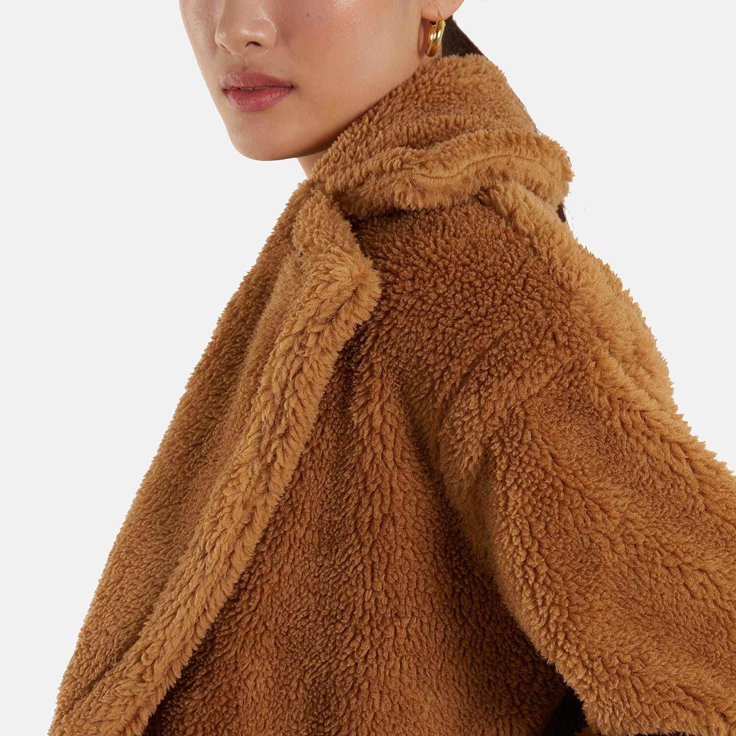 Drop Shoulder Oversized Teddy Bear Coat (Size 8) - Brown