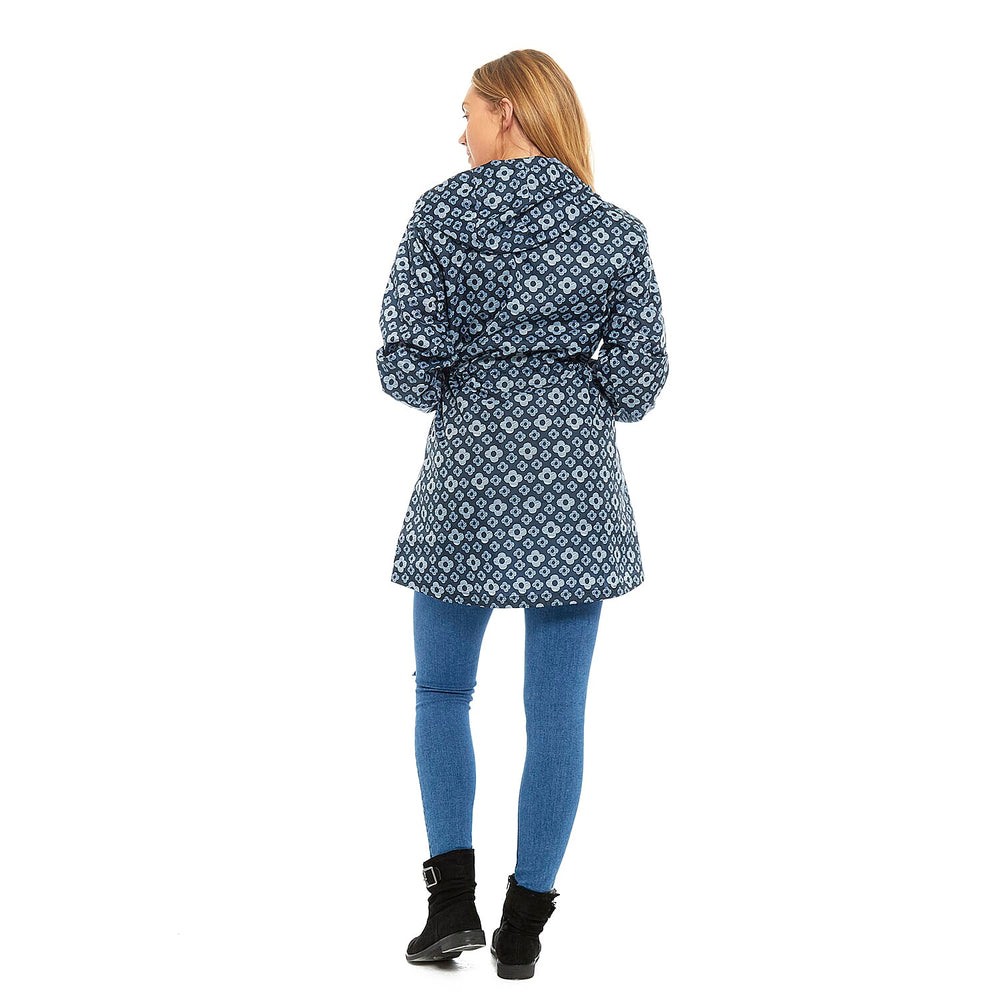 EMMA Floral Pattern Rain Jacket (Size M) - Navy