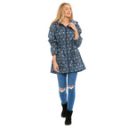 EMMA Floral Pattern Rain Jacket (Size XL) - Navy