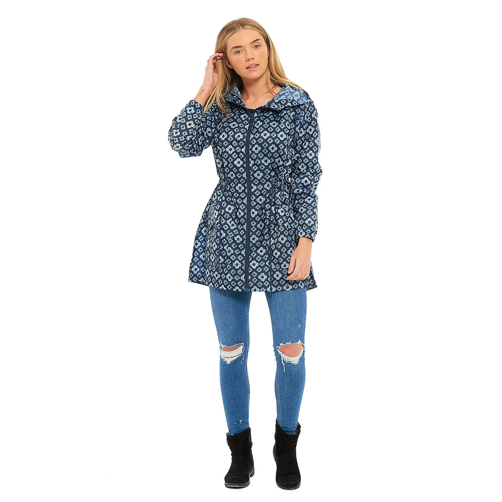 EMMA Floral Pattern Rain Jacket (Size XXL) - Navy