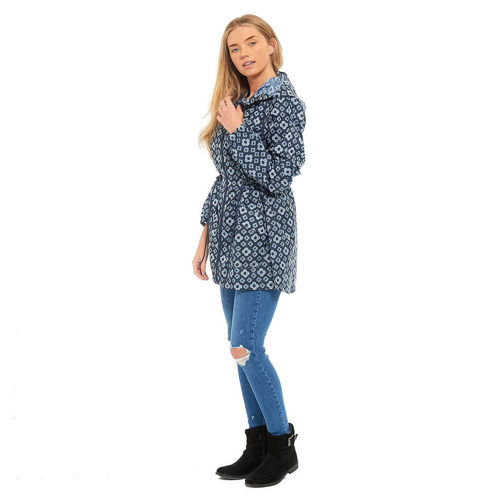 EMMA Floral Pattern Rain Jacket (Size XXL) - Navy