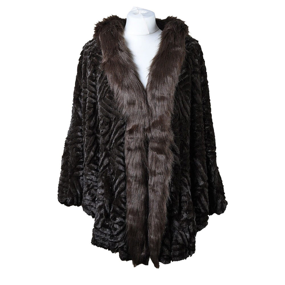 19V69 ITALIA by Alessandro Versace Faux Fur Jacket (Size L-XL) - Brown - Black