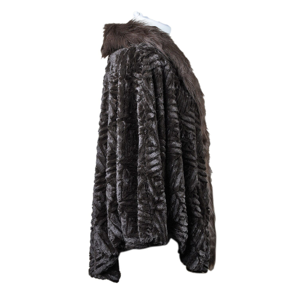 19V69 ITALIA by Alessandro Versace Faux Fur Jacket (Size L-XL) - Brown - Black