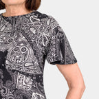 100% Cotton Printed Pattern Maxi Dress (Size 20) - Black - White
