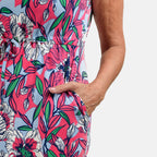 Sugar Crisp Floral & Leaf Pattern Tunic Dress (Size S) - Cerise
