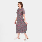 Flower Printed Maxi Dress (Size 20) - Red - Black