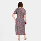 Closeout Deal - Floral Printed Maxi Dress (Size 22) - Red & Black