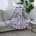 Luxury Floral Blanket (Size 200x150 cm) - Blue & White