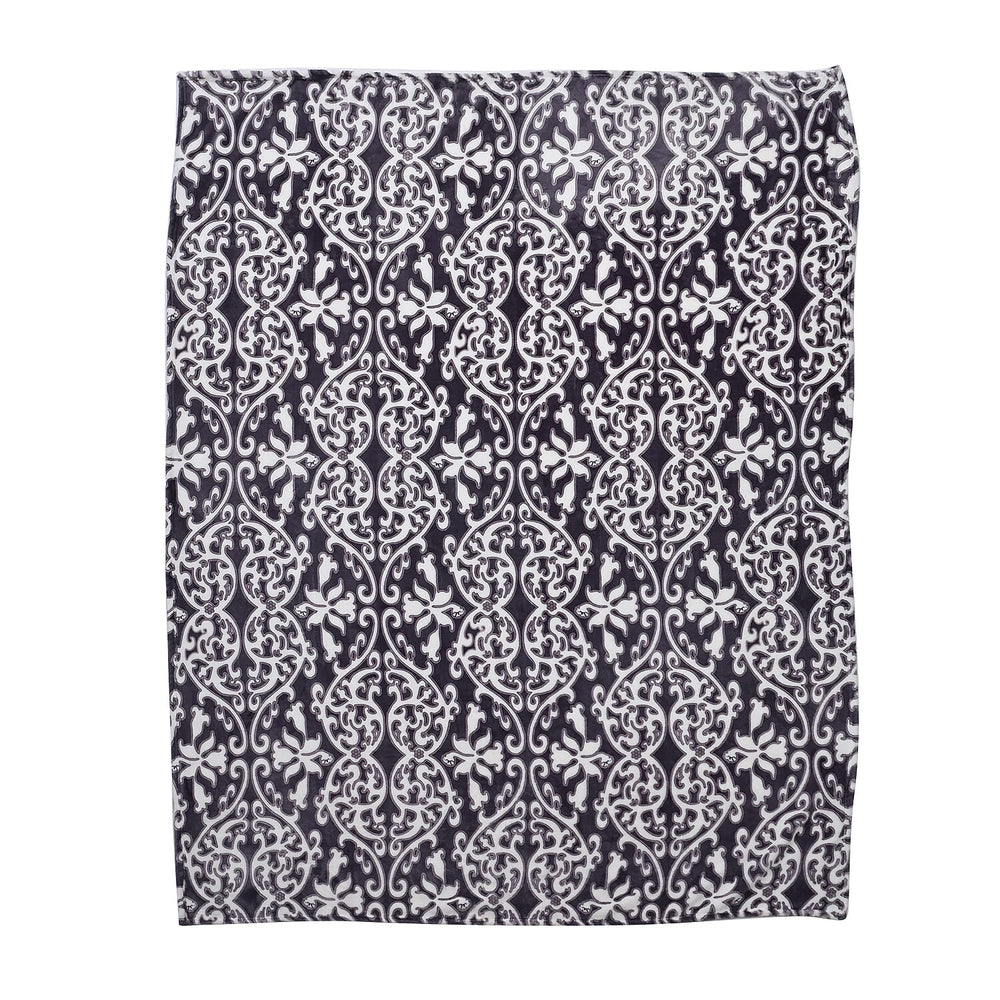 Luxury Floral Blanket (Size 200x150 cm) - Blue & White