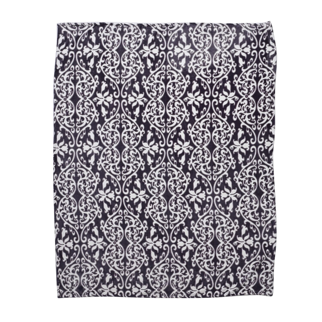Luxury Floral Blanket (Size 200x150 cm) - Blue & White