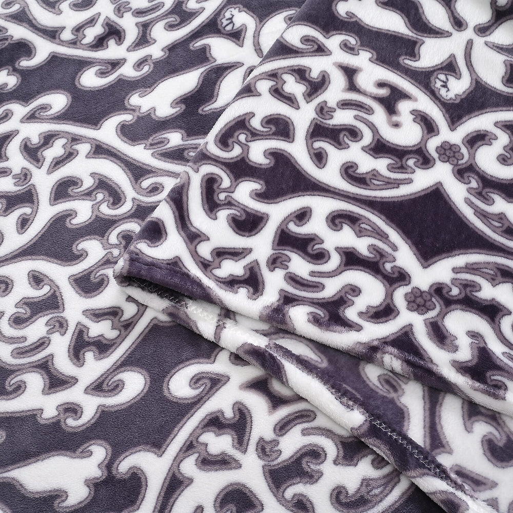 Luxury Floral Blanket (Size 200x150 cm) - Blue & White