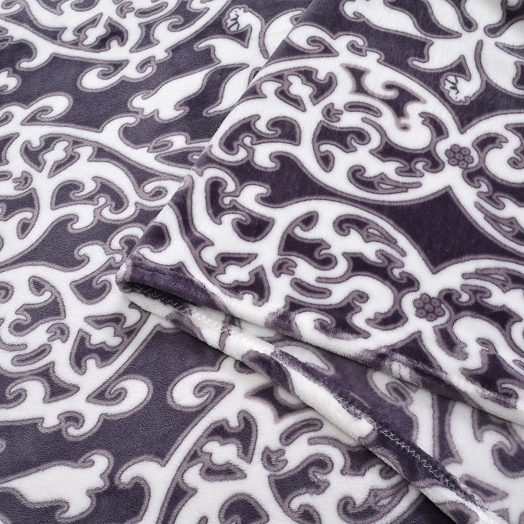 Luxury Floral Blanket (Size 200x150 cm) - Blue & White