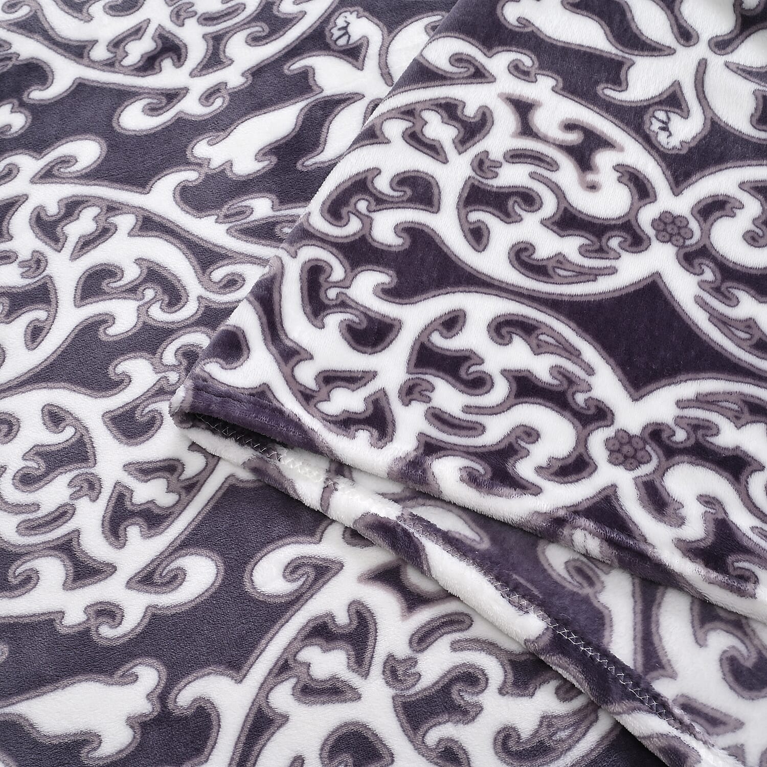 Luxury Floral Blanket (Size 200x150 cm) - Blue & White