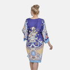 Closeout Deal Floral Printed Long Kimono (One Size) - Golden - Royal Blue
