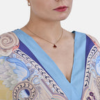 Closeout Deal Floral Printed Long Kimono (One Size) - Golden - Royal Blue