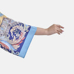Closeout Deal Floral Printed Long Kimono (One Size) - Golden - Royal Blue