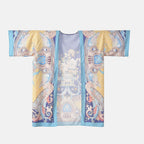 Closeout Deal Floral Printed Long Kimono (One Size) - Golden - Royal Blue