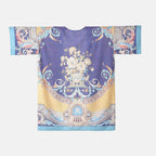 Closeout Deal Floral Printed Long Kimono (One Size) - Golden - Royal Blue