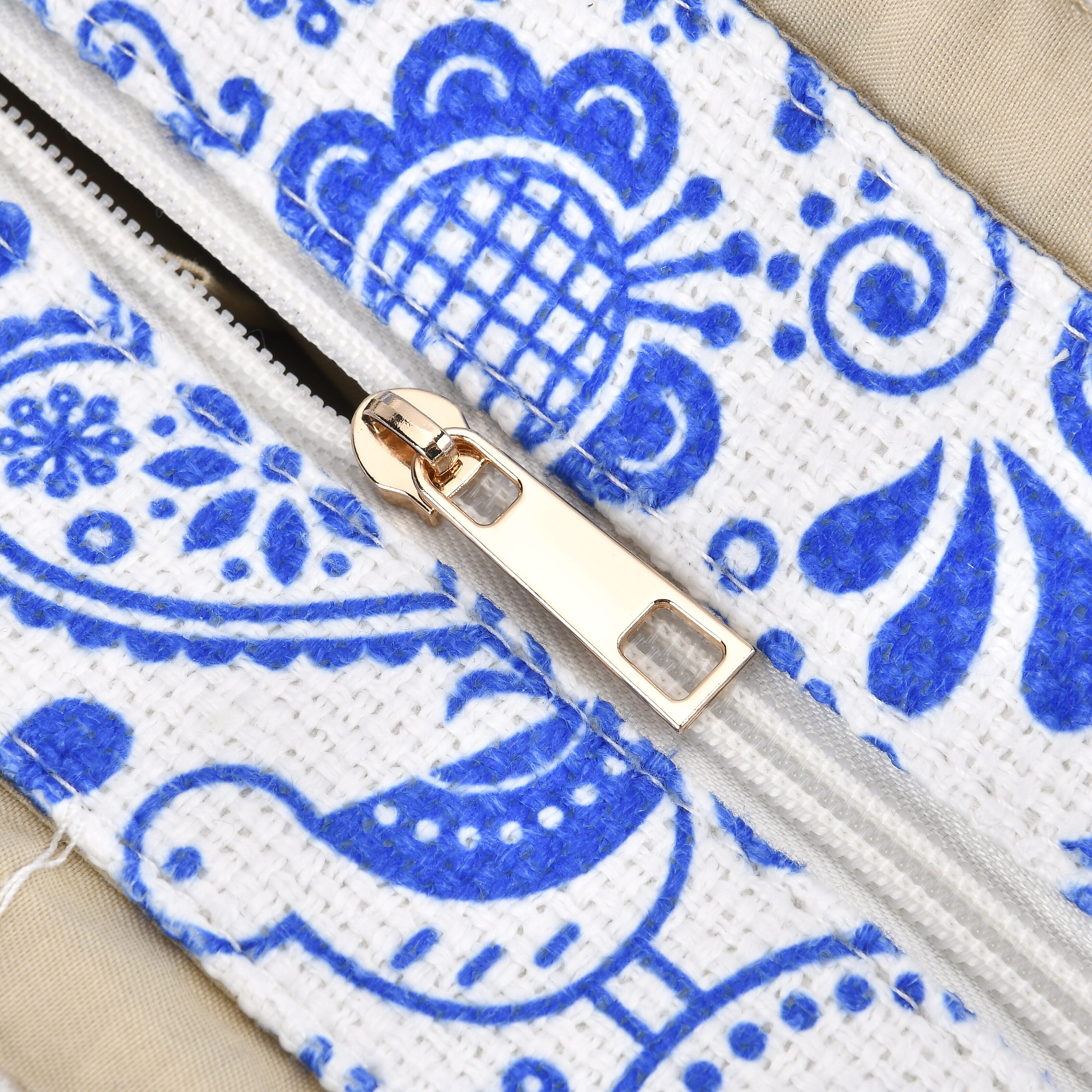 Floral Pattern Tote Bag with Handle Drop - Blue