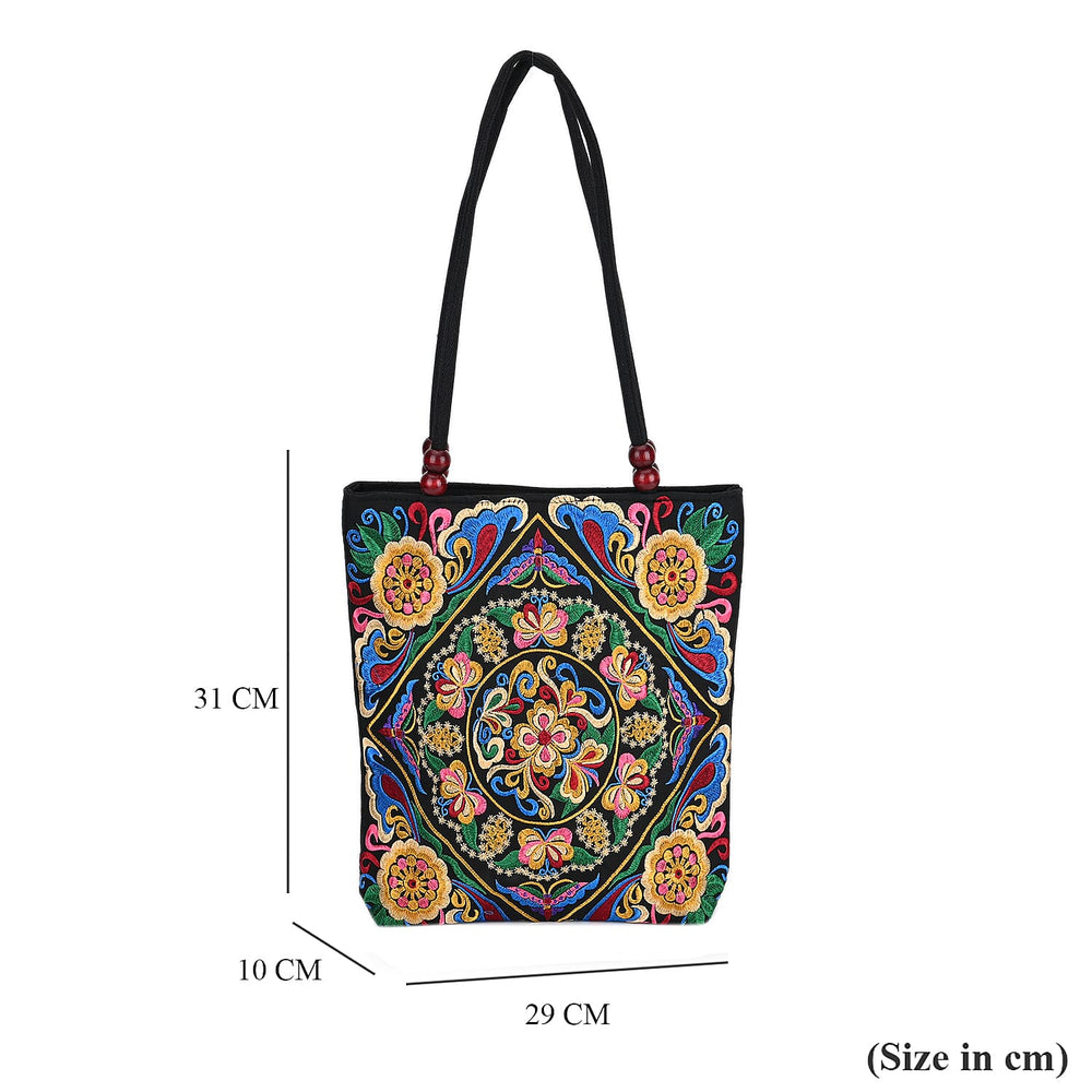 Embroidered Tote Bag (Size 29x10x31 cm) - Multi Color