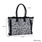 Paisley Pattern Tote Bag with Handle Drop - Black
