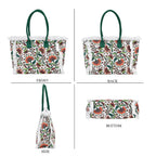 Floral Pattern Tote Bag with Handle Drop - Green