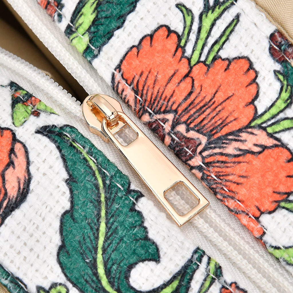 Floral Pattern Tote Bag with Handle Drop - Green