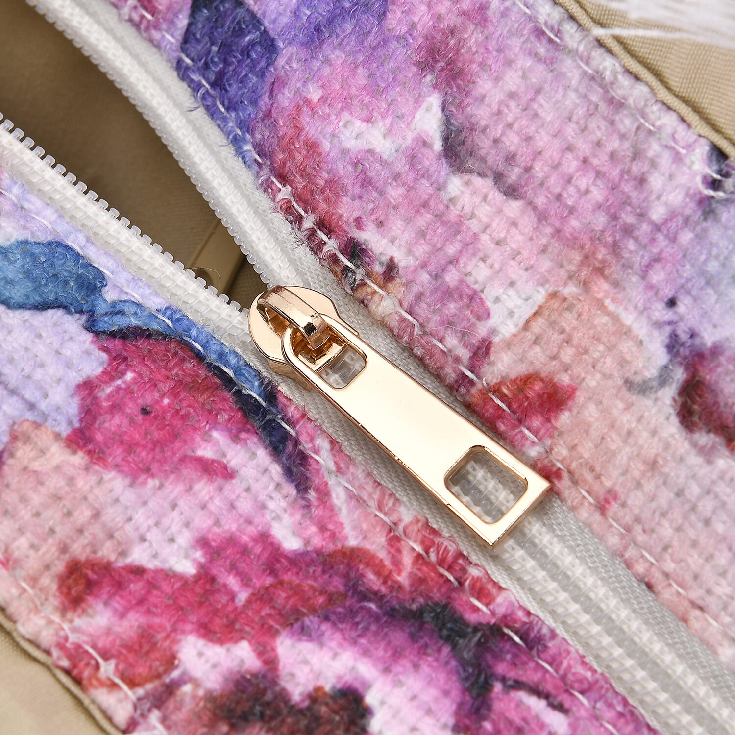 Floral Pattern Fringed Tote Bag with Handle Drop - Purple & Multi