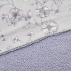 Polyester Flower and Leaves Blanket (Size 2x1 m) - White & Blue