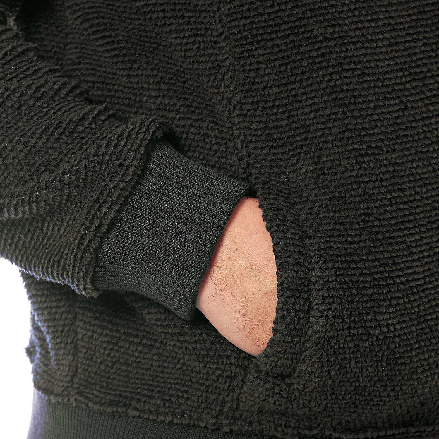 Double Layered Warm Fleece Zipped Jumper (Size M) - Olive