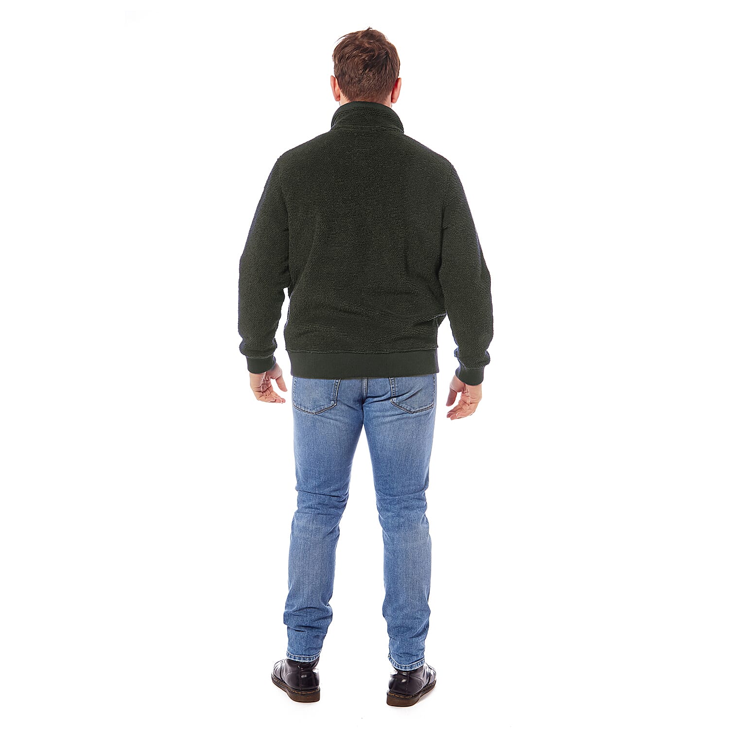 Double Layered Warm Fleece Zipped Jumper (Size M) - Olive
