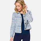 Emreco Classic Collar Cropped Boucle Jacket (Size 12) - Blue