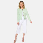 Emreco Collarless Cropped Boucle Jacket (Size 12) - Green