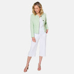 Emreco Collarless Cropped Boucle Jacket (Size 12) - Green