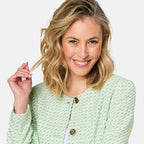 Emreco Collarless Cropped Boucle Jacket (Size 12) - Green